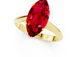 Marquise Cut Ruby Cathedral Solitaire Engagement Ring in Yellow gold with Prong Setting_1