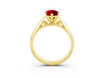 Marquise Cut Ruby Cathedral Solitaire Engagement Ring in Yellow gold with Prong Setting_3