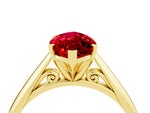 Marquise Cut Ruby Cathedral Solitaire Engagement Ring in Yellow gold with Prong Setting_4