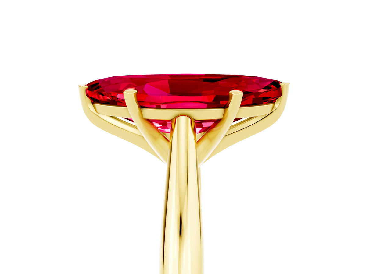 Marquise Cut Ruby Cathedral Solitaire Engagement Ring in Yellow gold with Prong Setting_5