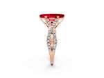 Marquise Cut Ruby Solitaire Ring in Rose gold with Interwoven Pavé Band and Prong Setting_2
