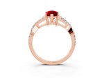 Marquise Cut Ruby Solitaire Ring in Rose gold with Interwoven Pavé Band and Prong Setting_3
