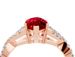 Marquise Cut Ruby Solitaire Ring in Rose gold with Interwoven Pavé Band and Prong Setting_4