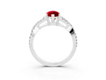 Marquise Cut Ruby Solitaire Ring in Silver with Interwoven Pavé Band and Prong Setting_9