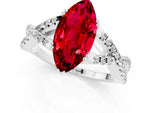 Marquise Cut Ruby Solitaire Ring in White gold with Interwoven Pavé Band and Prong Setting_1
