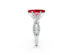 Marquise Cut Ruby Solitaire Ring in White gold with Interwoven Pavé Band and Prong Setting_2