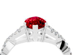 Marquise Cut Ruby Solitaire Ring in White gold with Interwoven Pavé Band and Prong Setting_4
