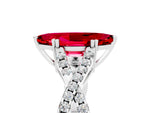 Marquise Cut Ruby Solitaire Ring in White gold with Interwoven Pavé Band and Prong Setting_5