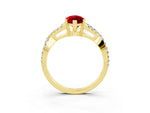 Marquise Cut Ruby Solitaire Ring in Yellow gold with Interwoven Pavé Band and Prong Setting_3