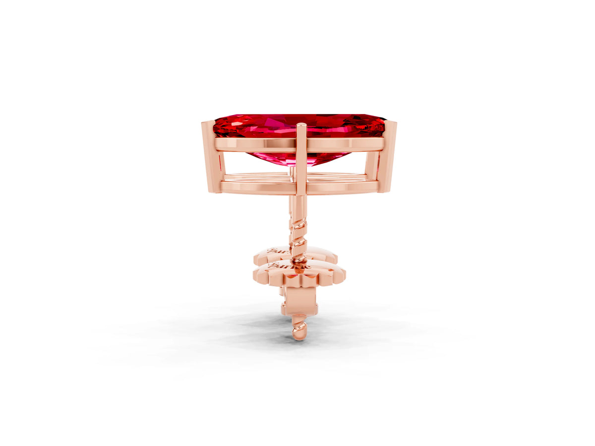 Marquise Cut Ruby Stud Earrings in Rose gold with Basket Setting_2