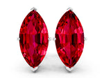 Marquise Cut Ruby Stud Earrings in White gold with Basket Setting