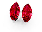 Marquise Cut Ruby Stud Earrings in White gold with Basket Setting_1