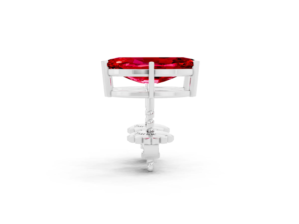 Marquise Cut Ruby Stud Earrings in White gold with Basket Setting_2