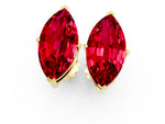 Marquise Cut Ruby Stud Earrings in Yellow gold with Basket Setting_1