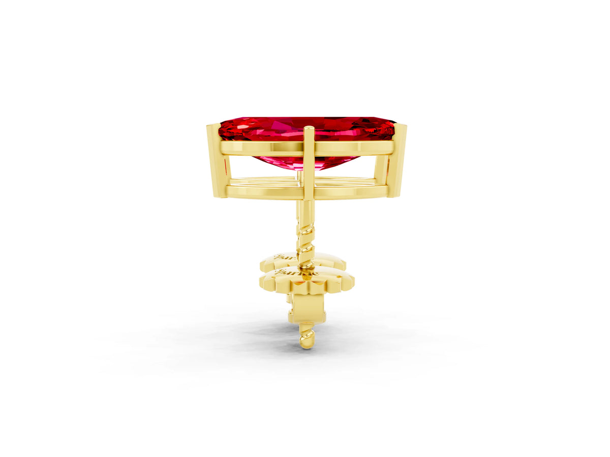 Marquise Cut Ruby Stud Earrings in Yellow gold with Basket Setting_2