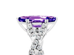 Marquise Cut Tanzanite Solitaire Ring in Platinum with Interwoven Pavé Band and Prong Setting_11