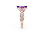 Marquise Cut Tanzanite Solitaire Ring in Rose gold with Interwoven Pavé Band and Prong Setting_2