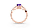 Marquise Cut Tanzanite Solitaire Ring in Rose gold with Interwoven Pavé Band and Prong Setting_3