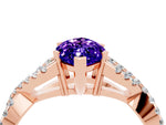 Marquise Cut Tanzanite Solitaire Ring in Rose gold with Interwoven Pavé Band and Prong Setting_4