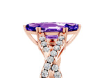 Marquise Cut Tanzanite Solitaire Ring in Rose gold with Interwoven Pavé Band and Prong Setting_5