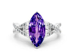 Marquise Cut Tanzanite Solitaire Ring in Silver with Interwoven Pavé Band and Prong Setting_6