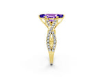 Marquise Cut Tanzanite Solitaire Ring in Yellow gold with Interwoven Pavé Band and Prong Setting_2