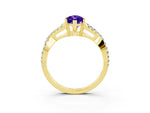 Marquise Cut Tanzanite Solitaire Ring in Yellow gold with Interwoven Pavé Band and Prong Setting_3