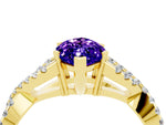 Marquise Cut Tanzanite Solitaire Ring in Yellow gold with Interwoven Pavé Band and Prong Setting_4
