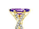 Marquise Cut Tanzanite Solitaire Ring in Yellow gold with Interwoven Pavé Band and Prong Setting_5