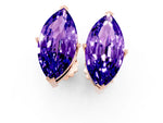 Marquise Cut Tanzanite Stud Earrings in Rose gold with Basket Setting_1