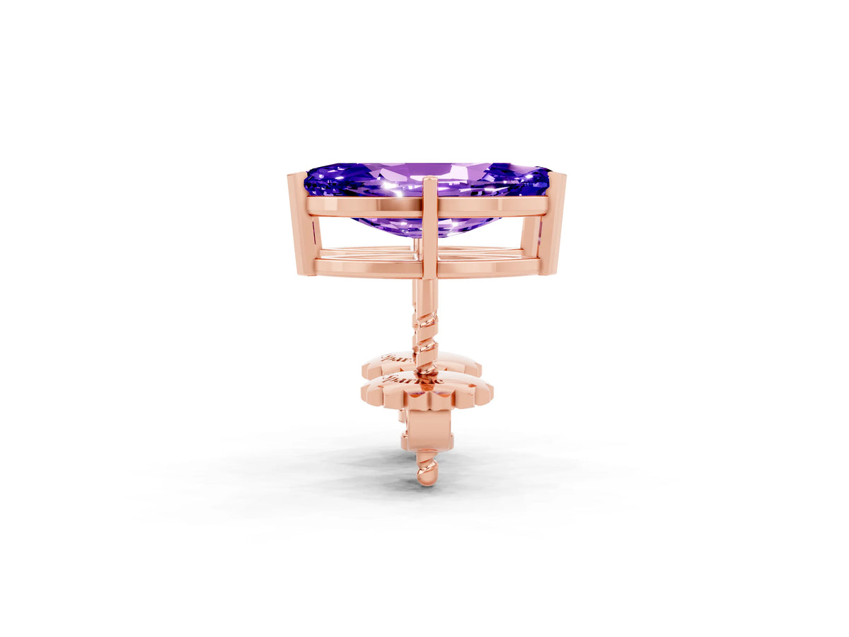 Marquise Cut Tanzanite Stud Earrings in Rose gold with Basket Setting_2