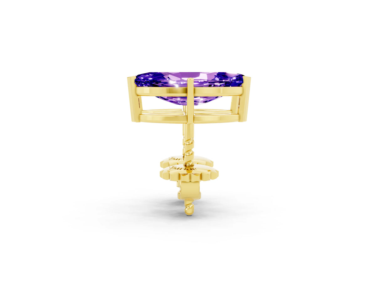 Marquise Cut Tanzanite Stud Earrings in Yellow gold with Basket Setting_2