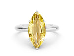 Marquise Cut Yellow Sapphire Cathedral Solitaire Engagement Ring in Platinum with Prong Setting