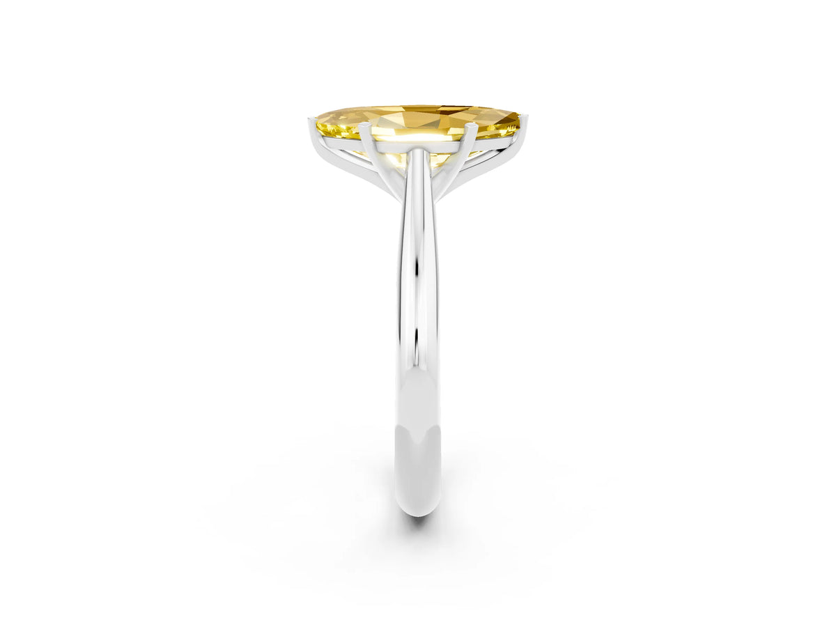 Marquise Cut Yellow Sapphire Cathedral Solitaire Engagement Ring in Platinum with Prong Setting_2