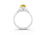 Marquise Cut Yellow Sapphire Cathedral Solitaire Engagement Ring in Platinum with Prong Setting_3