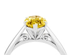 Marquise Cut Yellow Sapphire Cathedral Solitaire Engagement Ring in Platinum with Prong Setting_4
