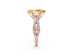 Marquise Cut Yellow Sapphire Solitaire Ring in Rose gold with Interwoven Pavé Band and Prong Setting_2