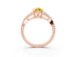 Marquise Cut Yellow Sapphire Solitaire Ring in Rose gold with Interwoven Pavé Band and Prong Setting_3