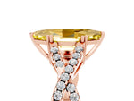 Marquise Cut Yellow Sapphire Solitaire Ring in Rose gold with Interwoven Pavé Band and Prong Setting_5