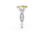 Marquise Cut Yellow Sapphire Solitaire Ring in Silver with Interwoven Pavé Band and Prong Setting_8
