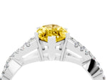 Marquise Cut Yellow Sapphire Solitaire Ring in White gold with Interwoven Pavé Band and Prong Setting_4