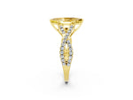 Marquise Cut Yellow Sapphire Solitaire Ring in Yellow gold with Interwoven Pavé Band and Prong Setting_2