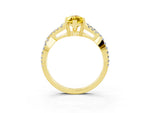Marquise Cut Yellow Sapphire Solitaire Ring in Yellow gold with Interwoven Pavé Band and Prong Setting_3