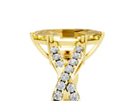 Marquise Cut Yellow Sapphire Solitaire Ring in Yellow gold with Interwoven Pavé Band and Prong Setting_5