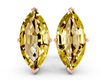 Marquise Cut Yellow Sapphire Stud Earrings in Rose gold with Basket Setting