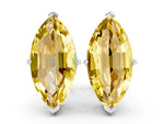 Marquise Cut Yellow Sapphire Stud Earrings in White gold with Basket Setting