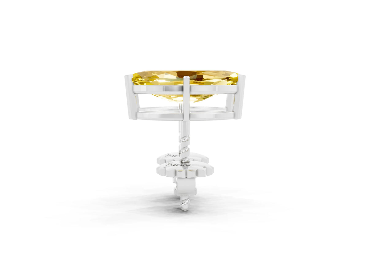 Marquise Cut Yellow Sapphire Stud Earrings in White gold with Basket Setting_2