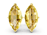 Marquise Cut Yellow Sapphire Stud Earrings in Yellow gold with Basket Setting