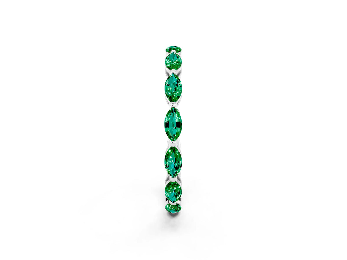 Marquise Emerald Eternity Band in Platinum with U-Prong Setting_2