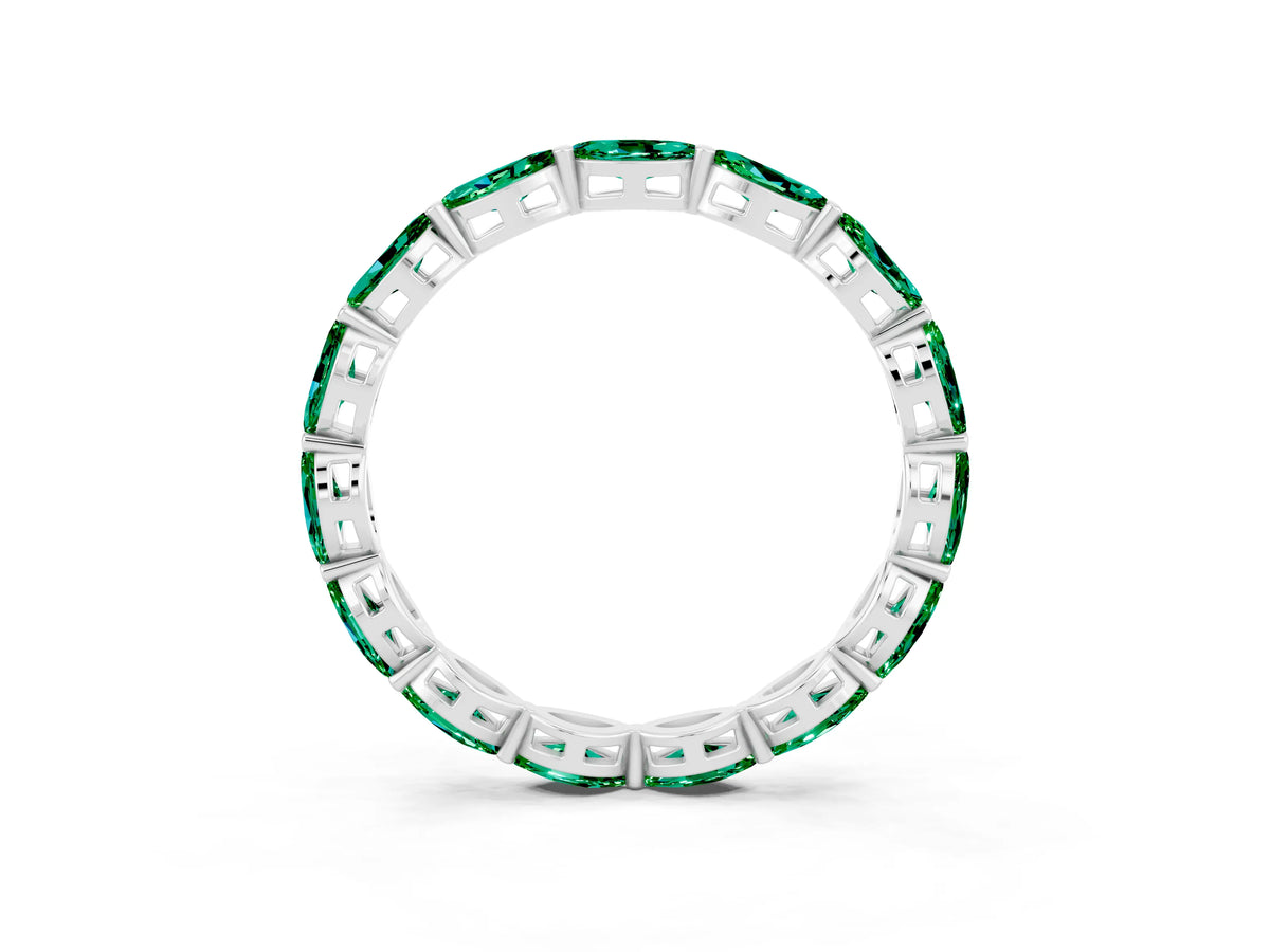 Marquise Emerald Eternity Band in Platinum with U-Prong Setting_3
